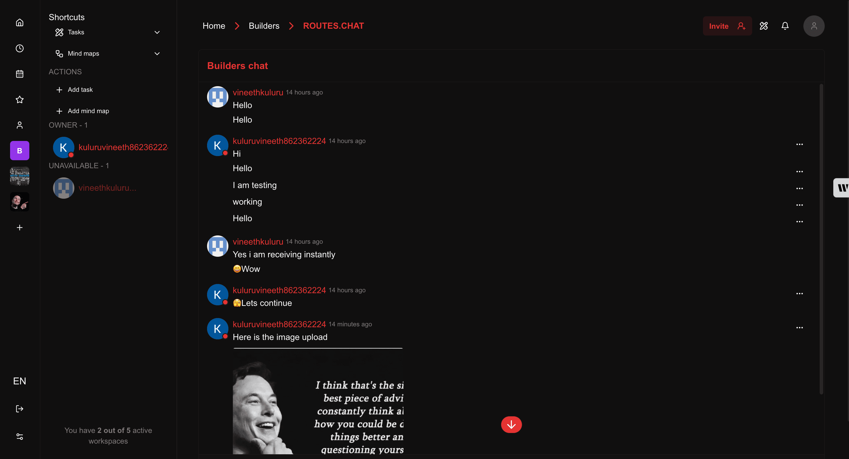 Group page - dark theme